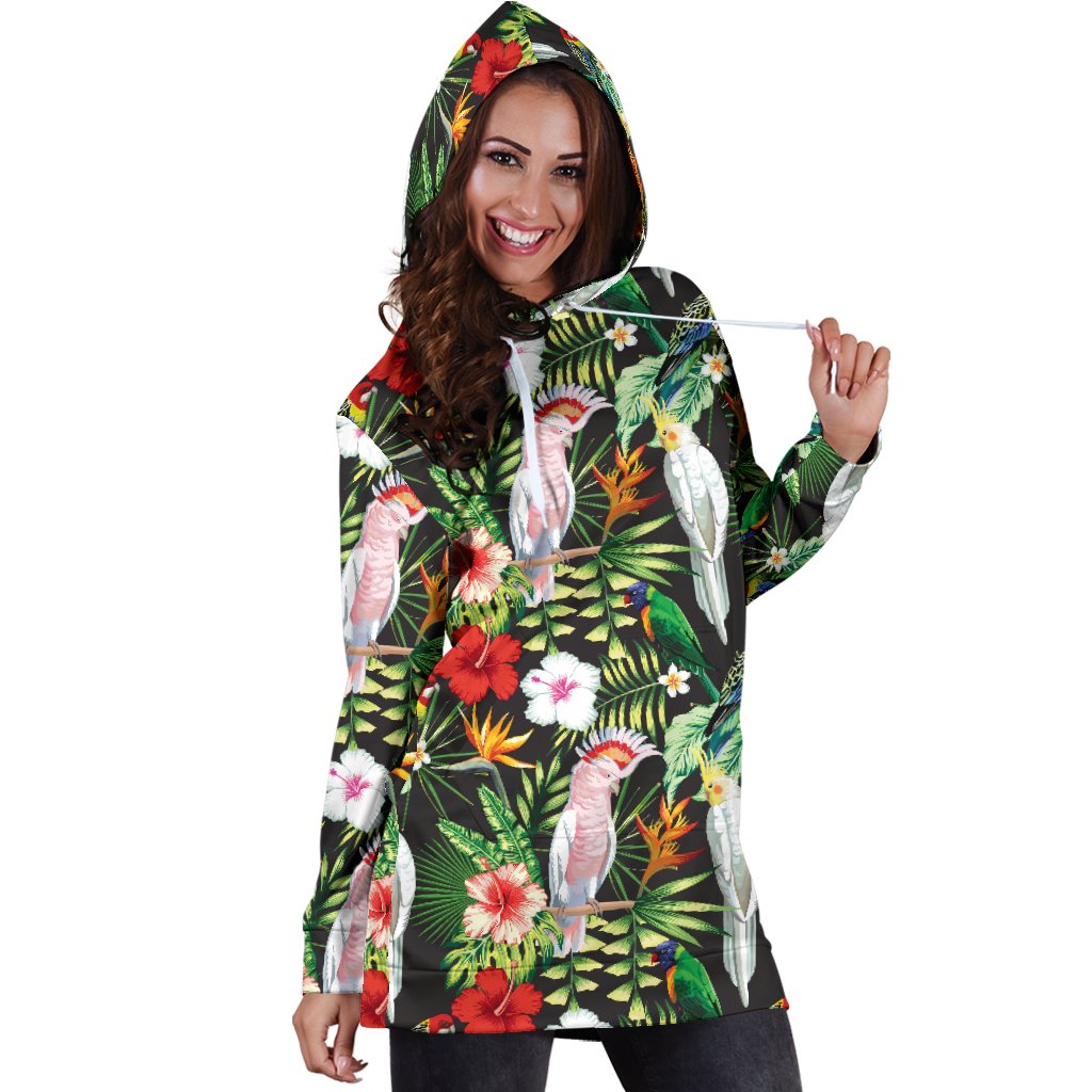 Tropical Flower Pattern Print Design TF03 Women Hoodie Dress