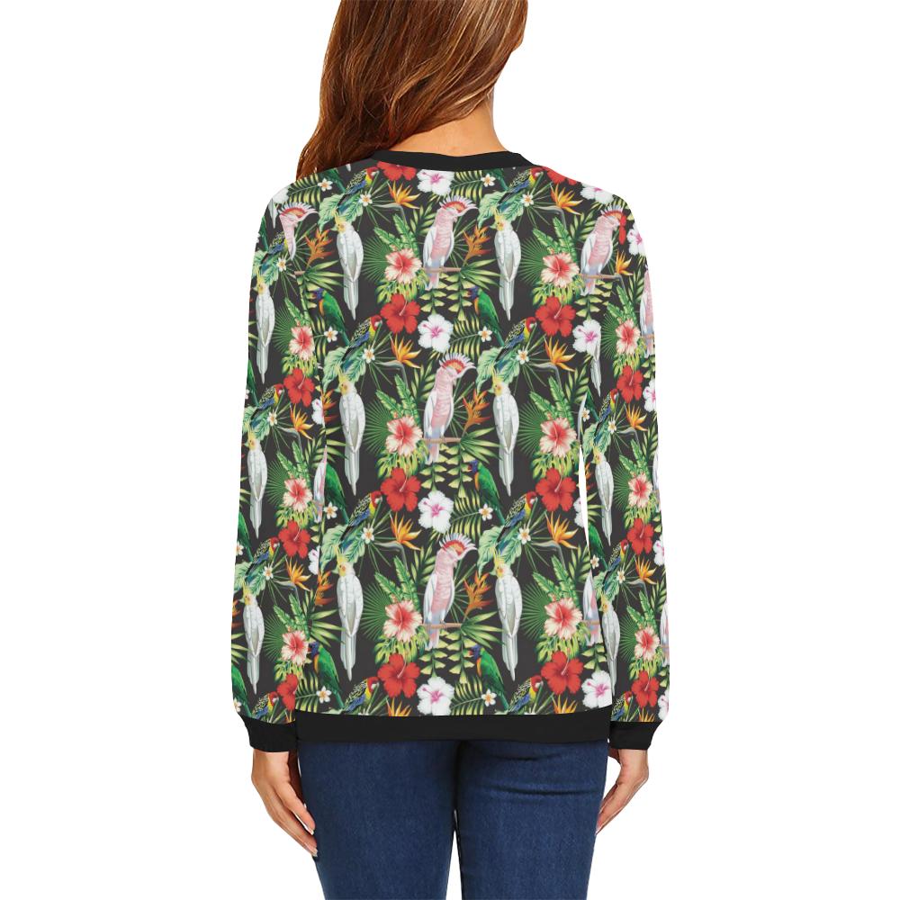 Tropical Flower Pattern Print Design TF03 Women Long Sleeve Sweatshirt-JorJune