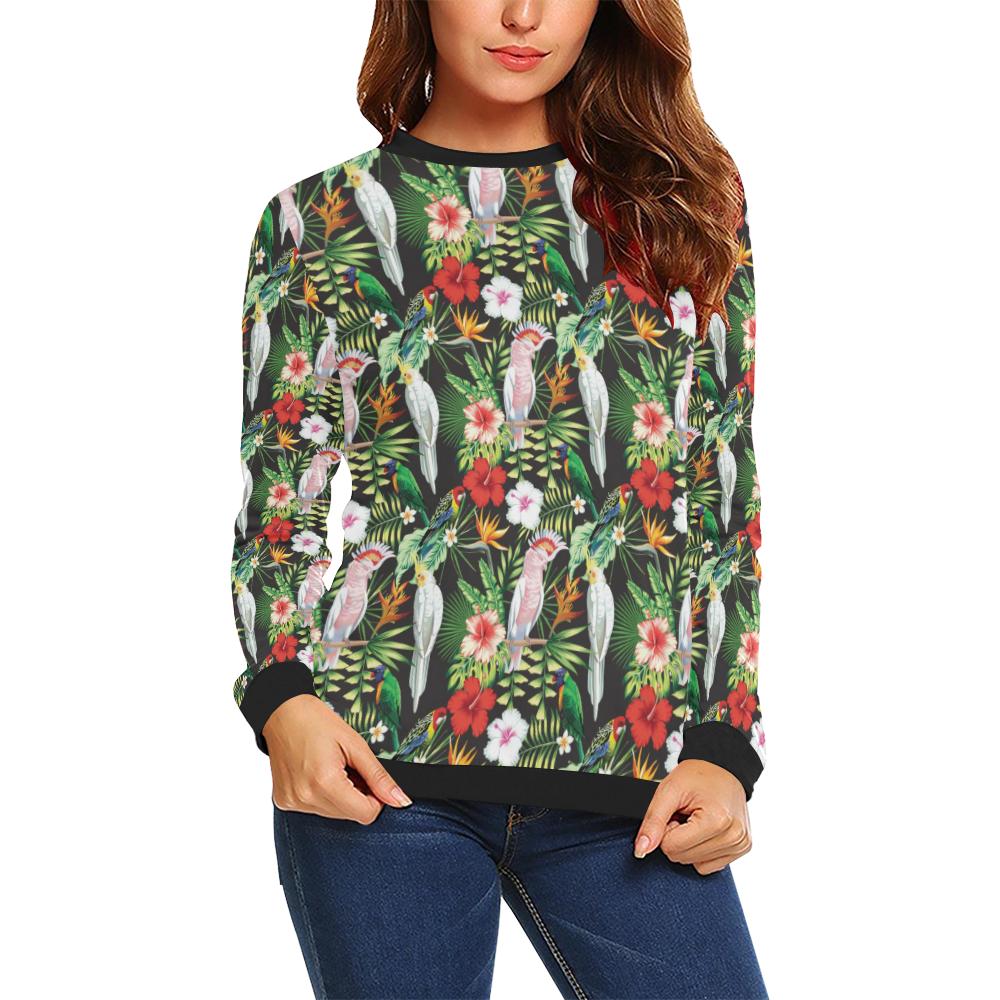 Tropical Flower Pattern Print Design TF03 Women Long Sleeve Sweatshirt-JorJune