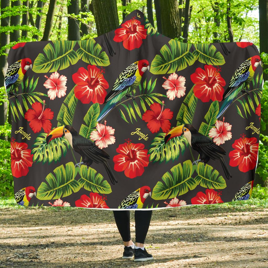 Tropical Flower Pattern Print Design TF04 Hooded Blanket-JORJUNE.COM