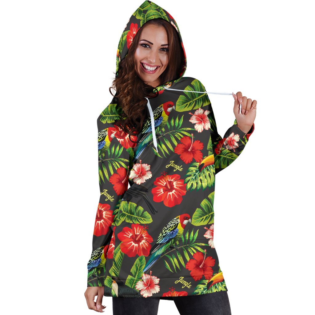 Tropical Flower Pattern Print Design TF04 Women Hoodie Dress
