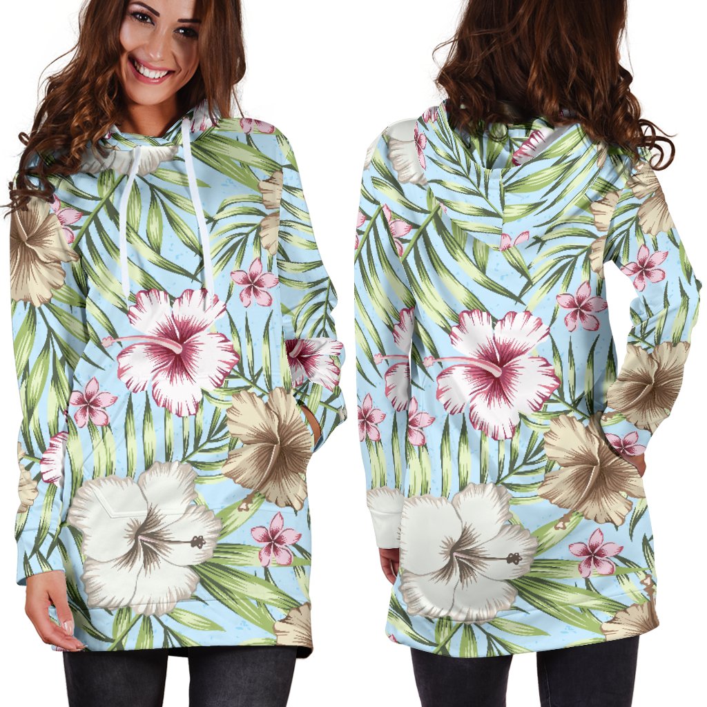Tropical Flower Pattern Print Design TF05 Women Hoodie Dress