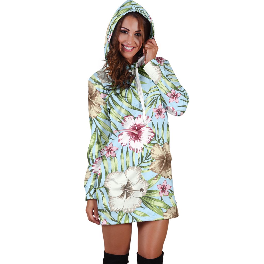 Tropical Flower Pattern Print Design TF05 Women Hoodie Dress