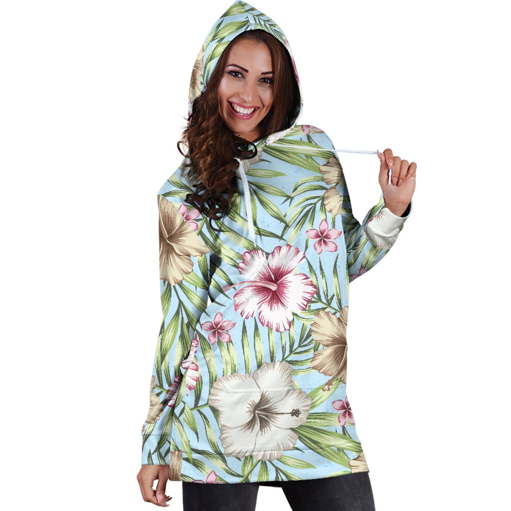 Tropical Flower Pattern Print Design TF05 Women Hoodie Dress
