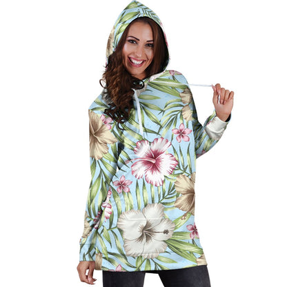 Tropical Flower Pattern Print Design TF05 Women Hoodie Dress