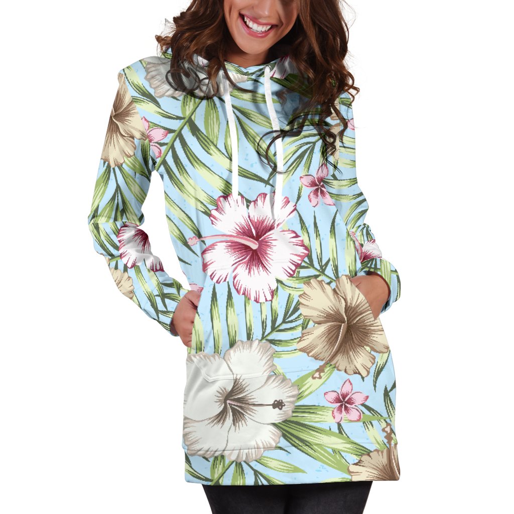 Tropical Flower Pattern Print Design TF05 Women Hoodie Dress