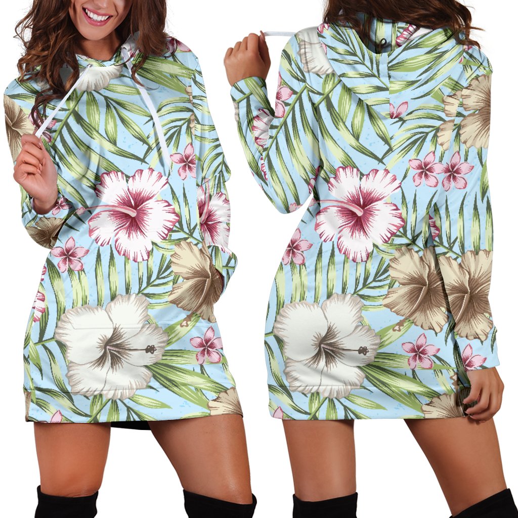 Tropical Flower Pattern Print Design TF05 Women Hoodie Dress