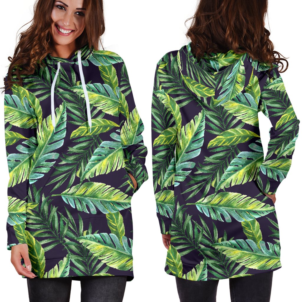 Tropical Flower Pattern Print Design TF06 Women Hoodie Dress