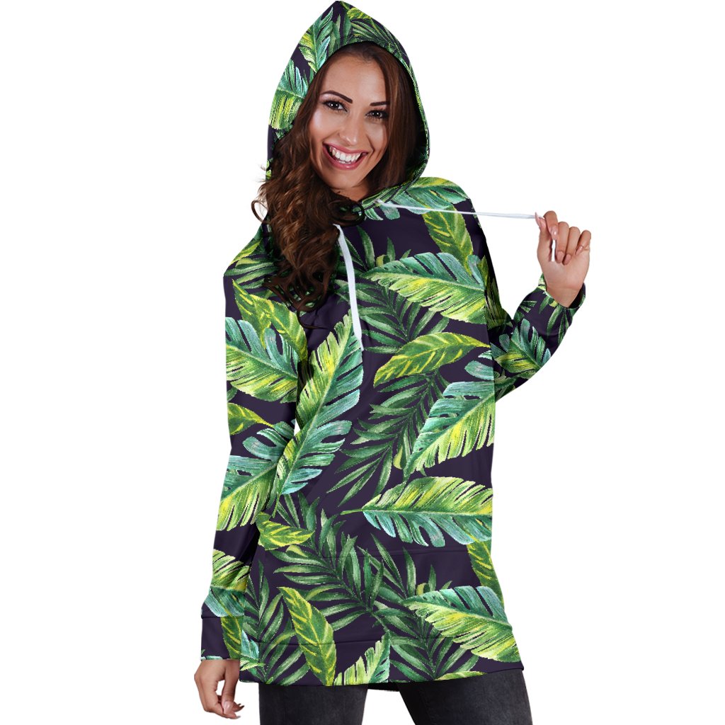 Tropical Flower Pattern Print Design TF06 Women Hoodie Dress