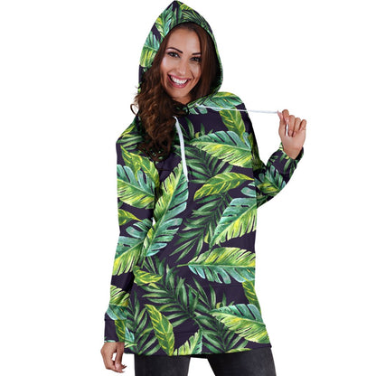 Tropical Flower Pattern Print Design TF06 Women Hoodie Dress