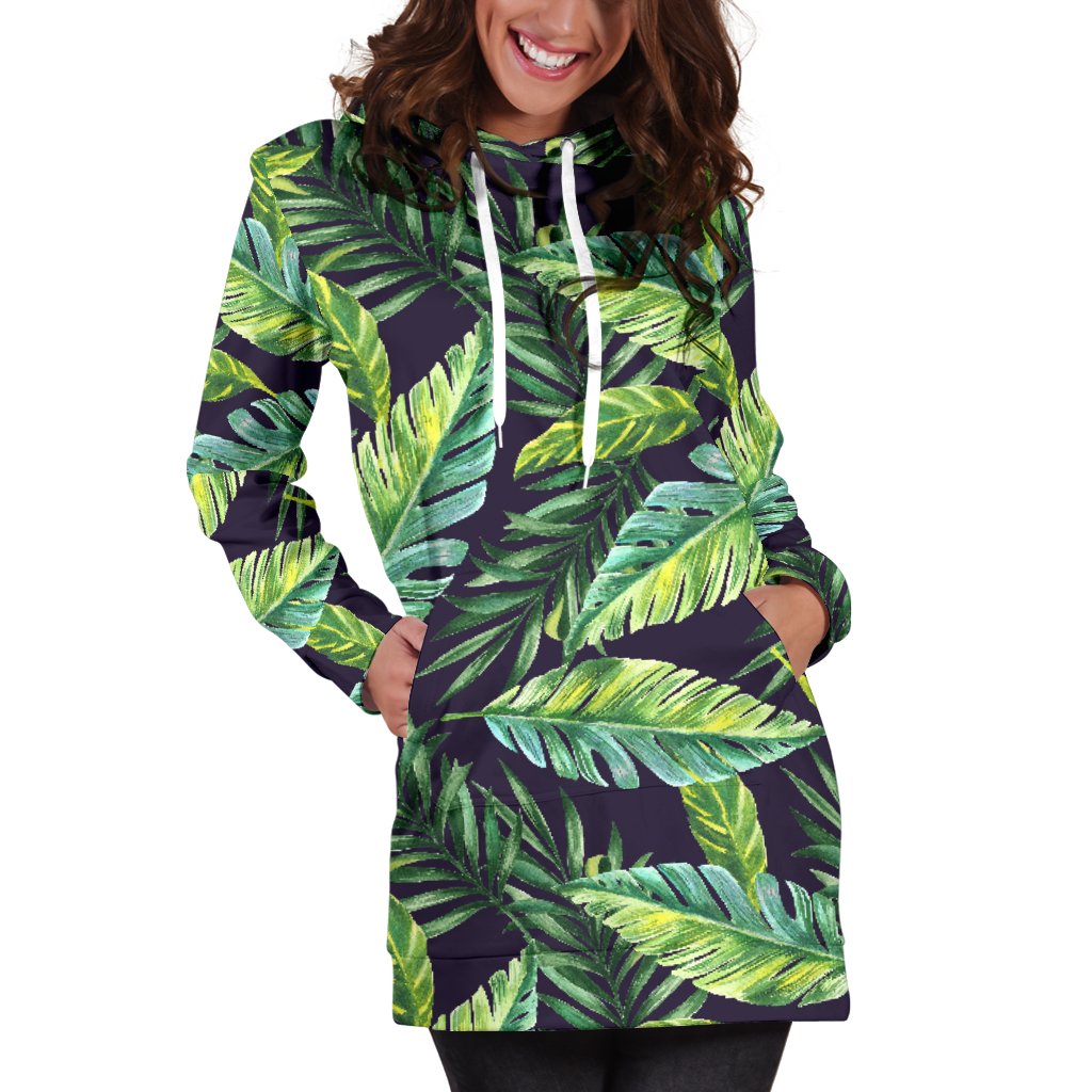 Tropical Flower Pattern Print Design TF06 Women Hoodie Dress