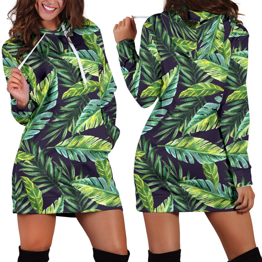 Tropical Flower Pattern Print Design TF06 Women Hoodie Dress