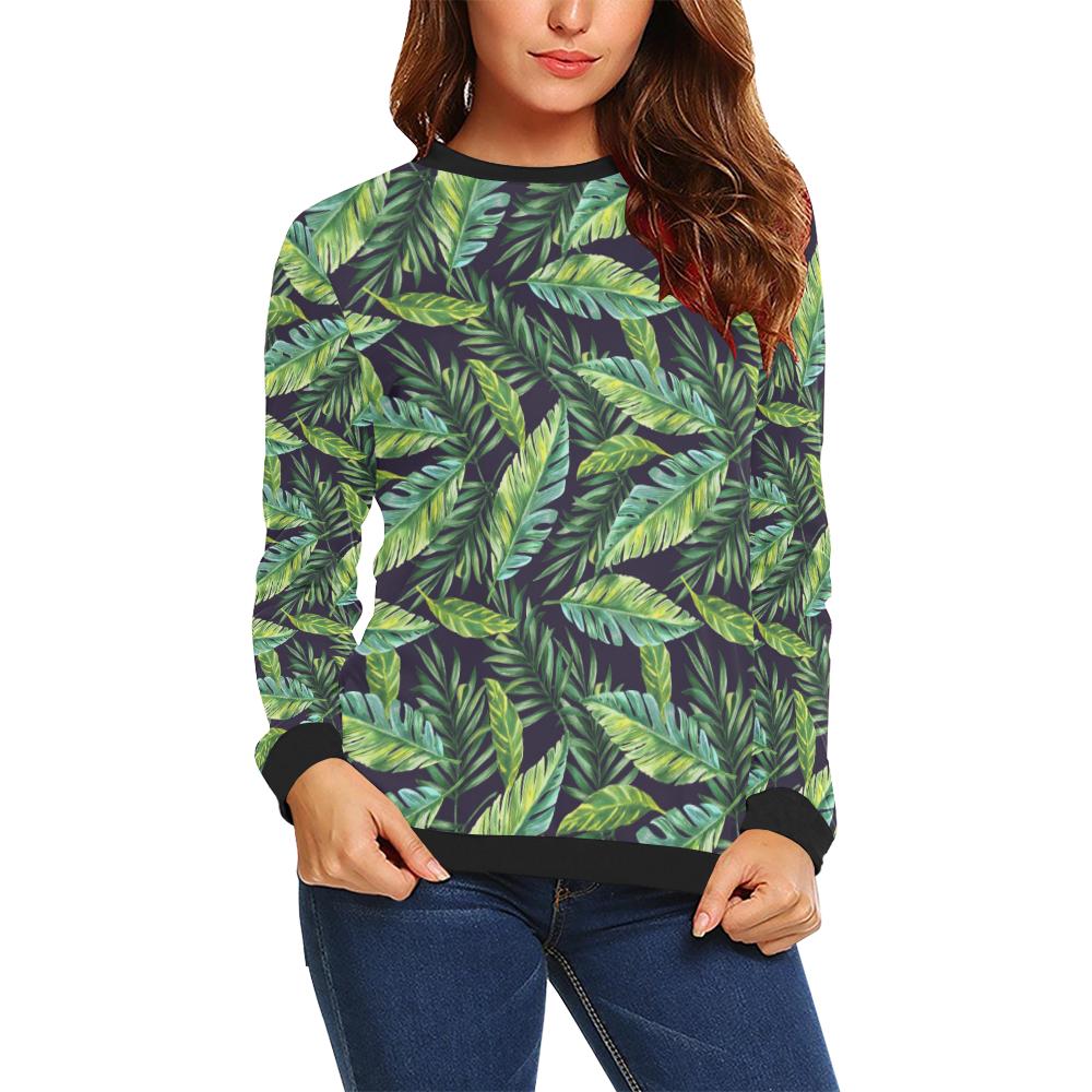 Tropical Flower Pattern Print Design TF06 Women Long Sleeve Sweatshirt-JorJune