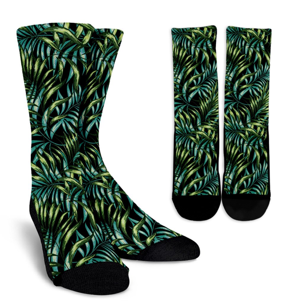 Tropical Flower Pattern Print Design TF08 Crew Socks-JORJUNE.COM