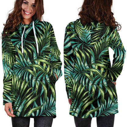 Tropical Flower Pattern Print Design TF08 Women Hoodie Dress