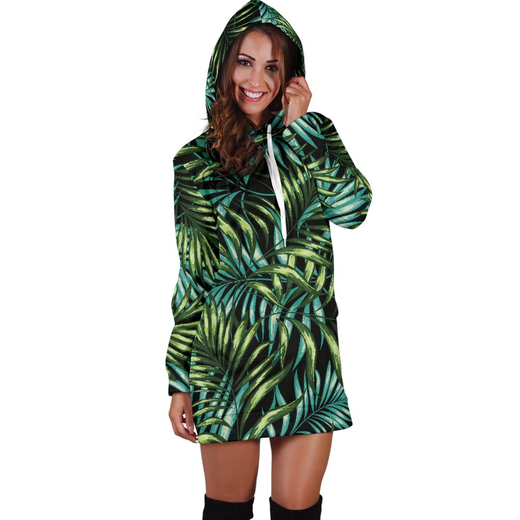 Tropical Flower Pattern Print Design TF08 Women Hoodie Dress