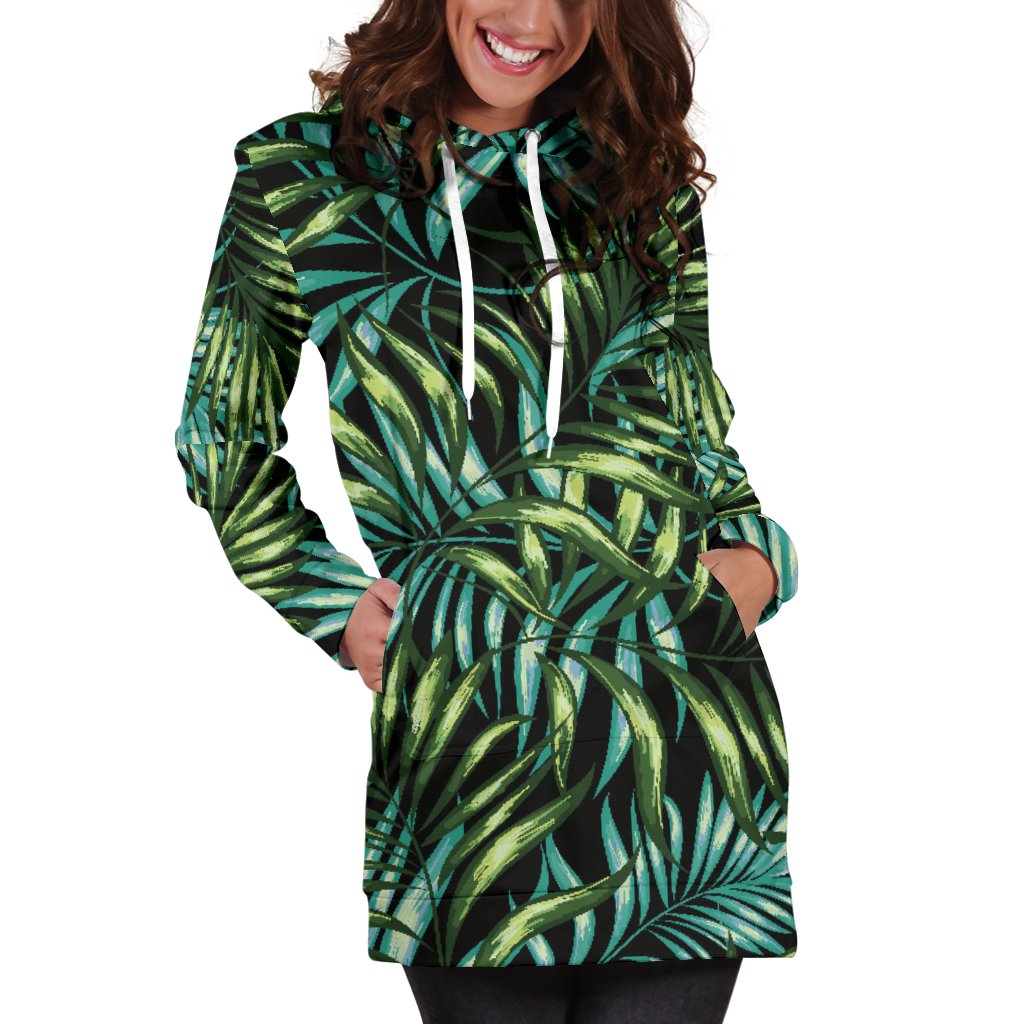 Tropical Flower Pattern Print Design TF08 Women Hoodie Dress