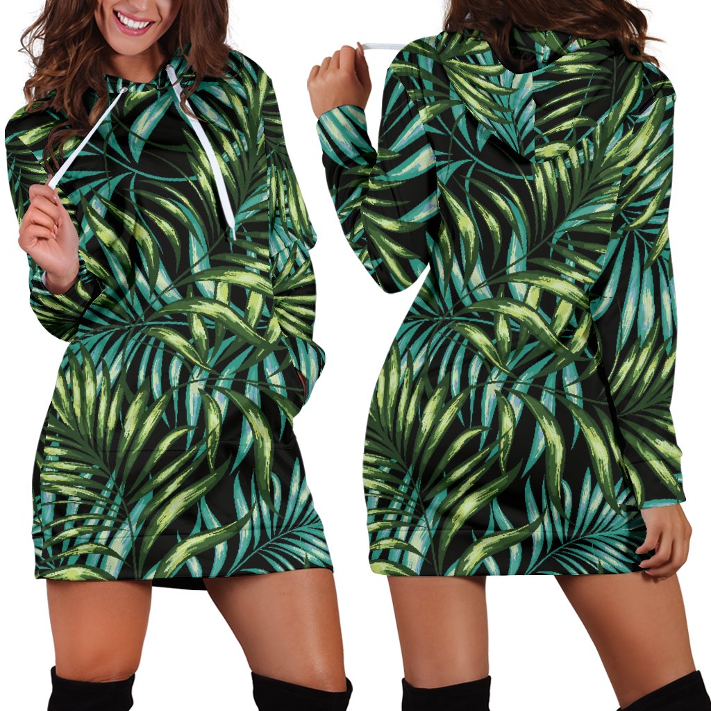 Tropical Flower Pattern Print Design TF08 Women Hoodie Dress