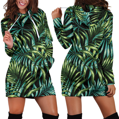 Tropical Flower Pattern Print Design TF08 Women Hoodie Dress