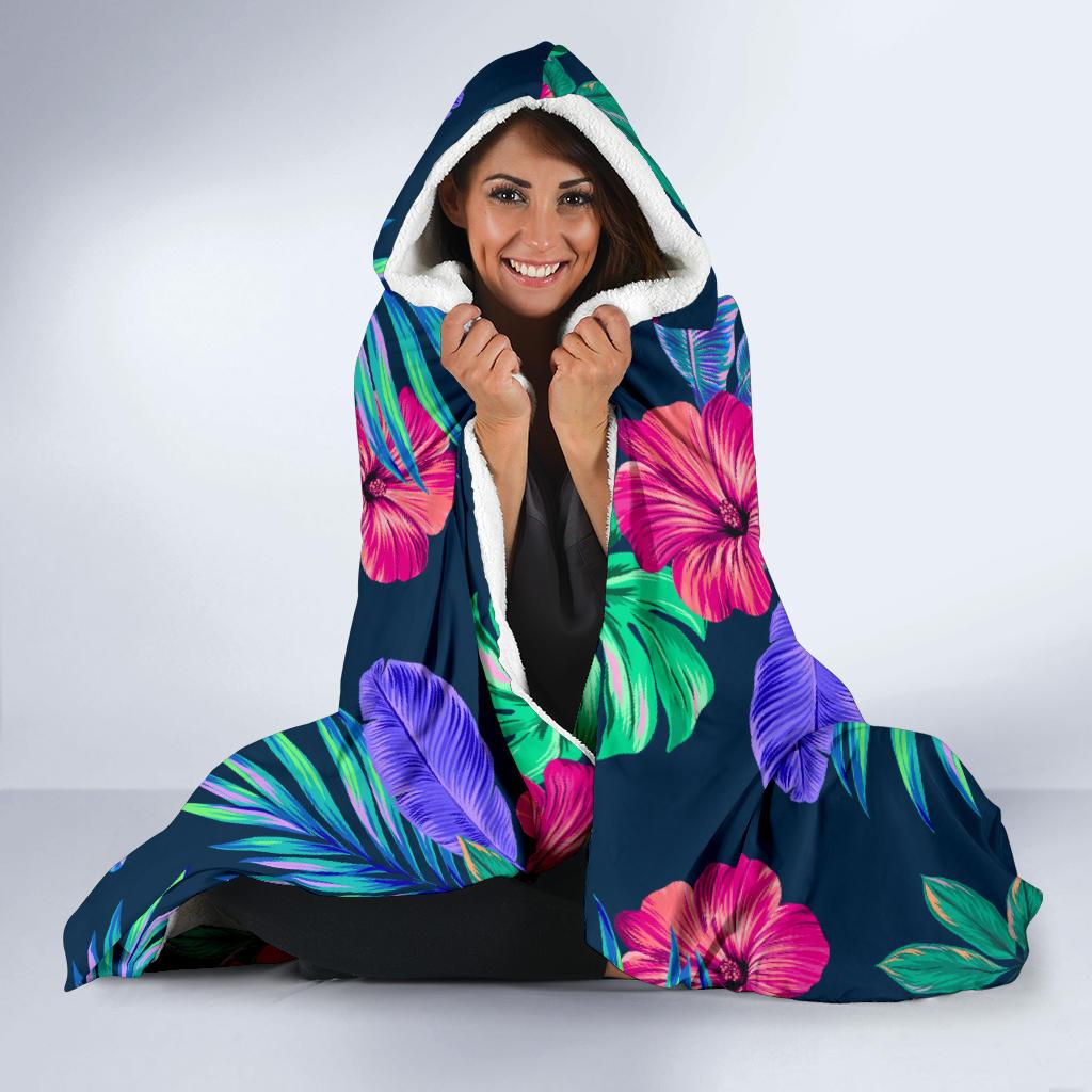 Tropical Flower Pattern Print Design TF09 Hooded Blanket-JORJUNE.COM