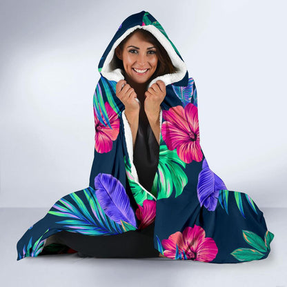 Tropical Flower Pattern Print Design TF09 Hooded Blanket-JORJUNE.COM