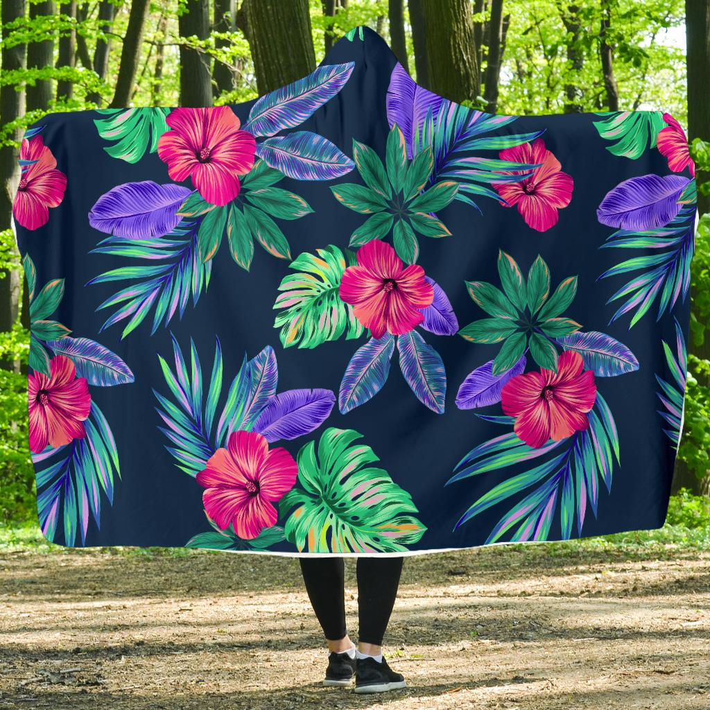 Tropical Flower Pattern Print Design TF09 Hooded Blanket-JORJUNE.COM