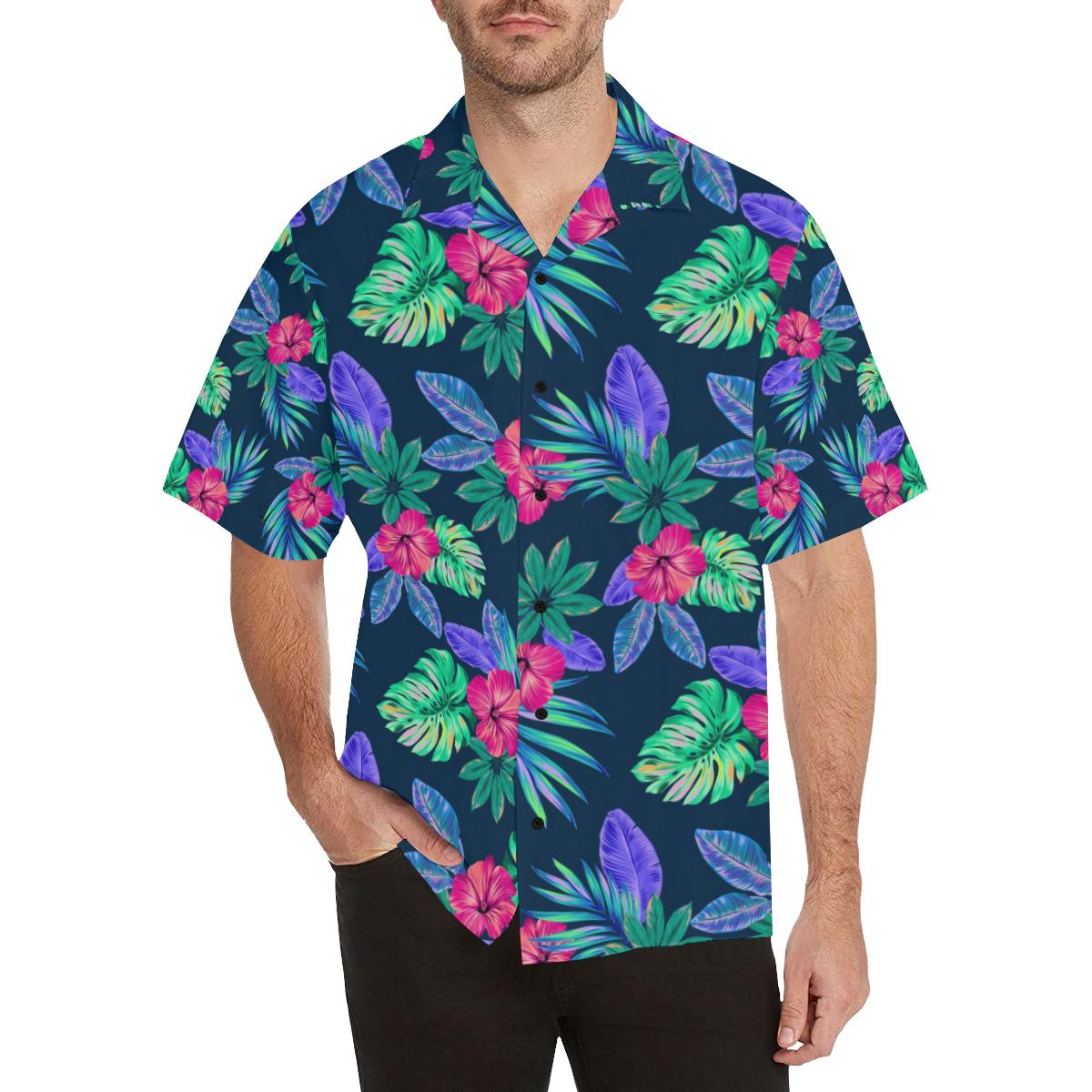 Tropical Flower Pattern Print Design TF09 Men Hawaiian Shirt-JorJune
