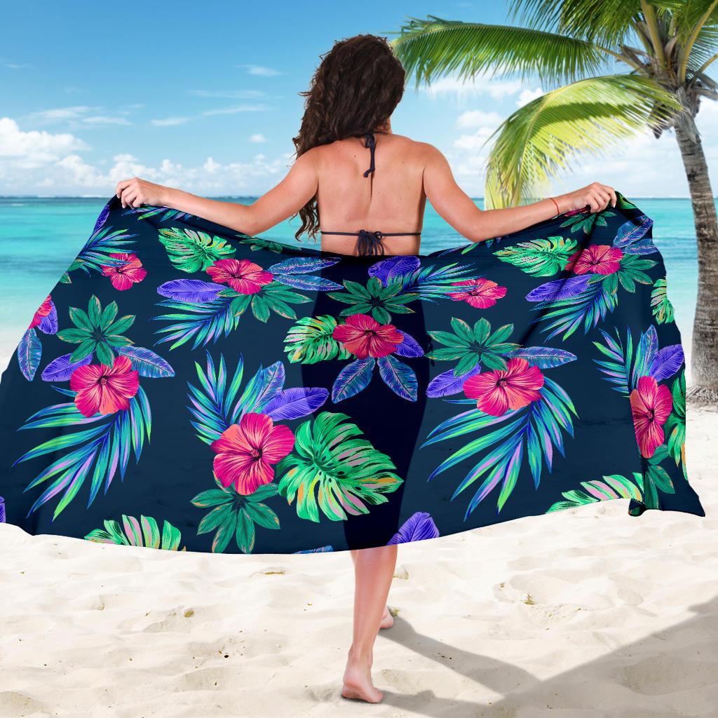Tropical Flower Pattern Print Design TF09 Sarong Pareo Wrap-JORJUNE.COM