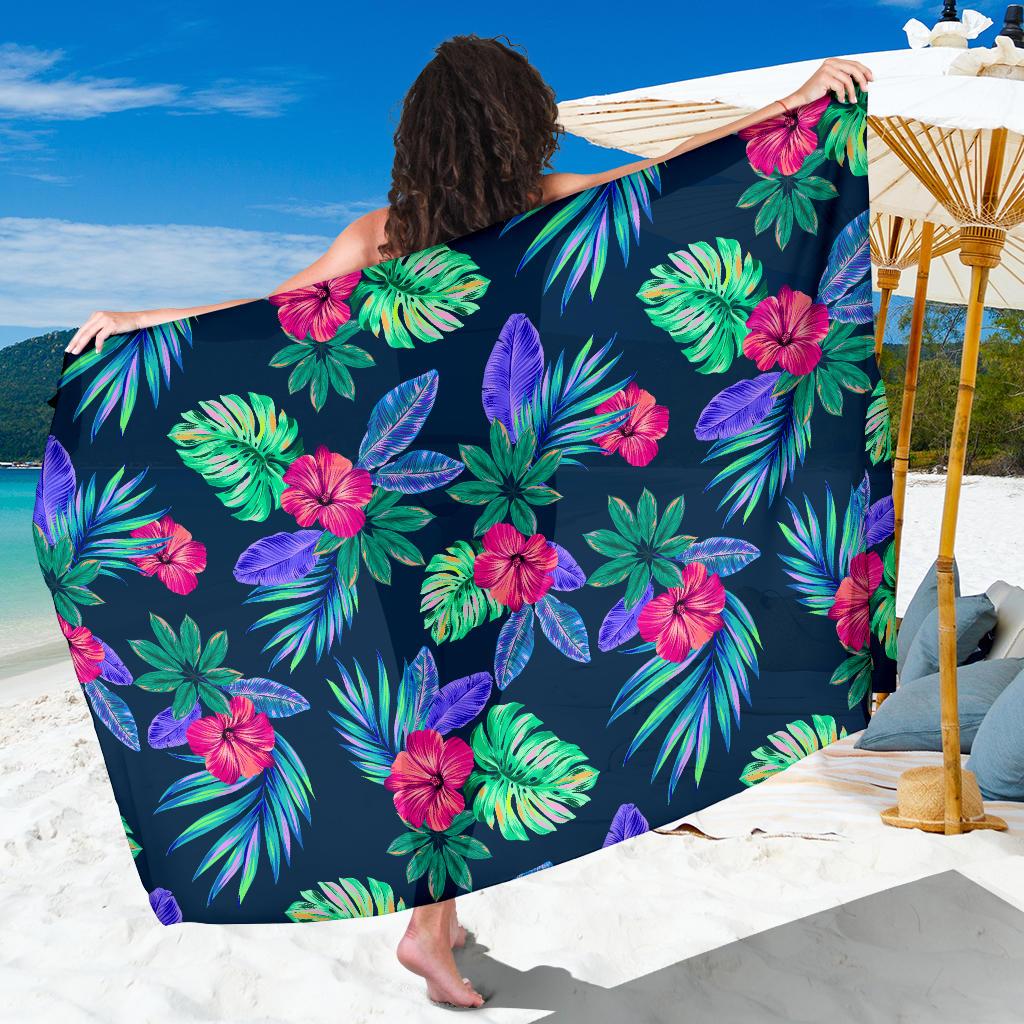 Tropical Flower Pattern Print Design TF09 Sarong Pareo Wrap-JORJUNE.COM