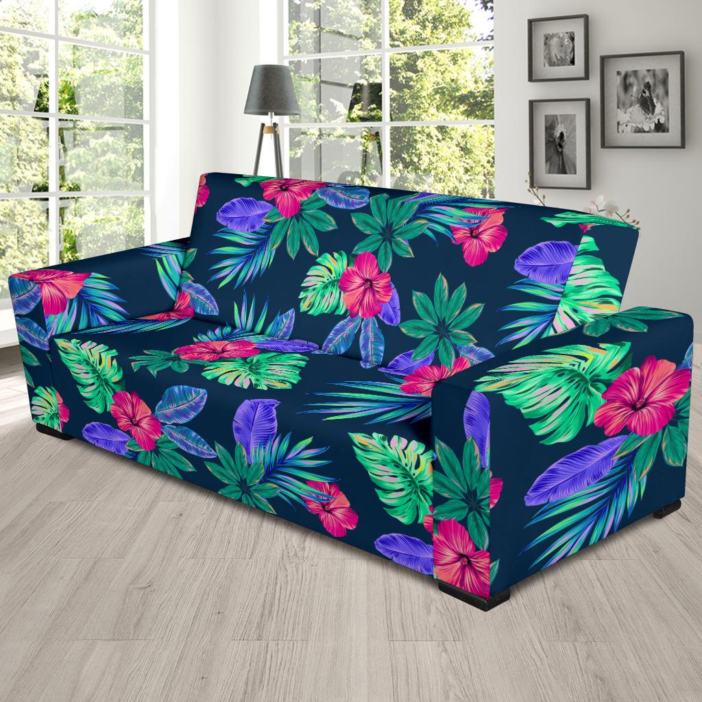 Tropical Flower Pattern Print Design TF09 Sofa Slipcover-JORJUNE.COM