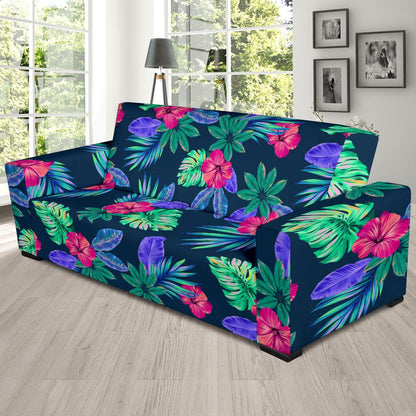 Tropical Flower Pattern Print Design TF09 Sofa Slipcover-JORJUNE.COM