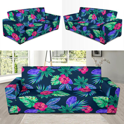 Tropical Flower Pattern Print Design TF09 Sofa Slipcover-JORJUNE.COM