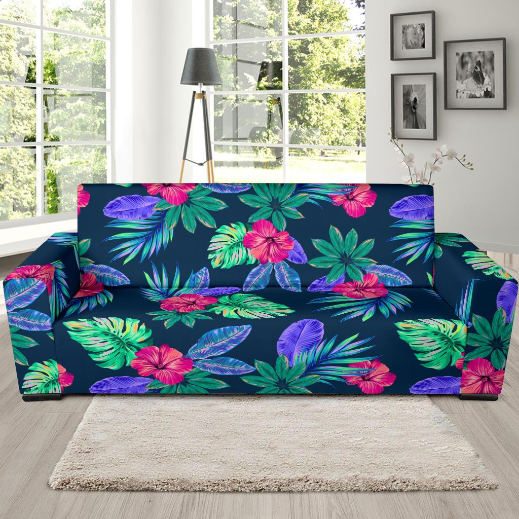 Tropical Flower Pattern Print Design TF09 Sofa Slipcover-JORJUNE.COM