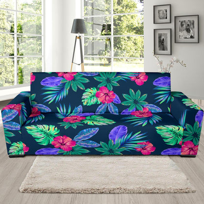 Tropical Flower Pattern Print Design TF09 Sofa Slipcover-JORJUNE.COM