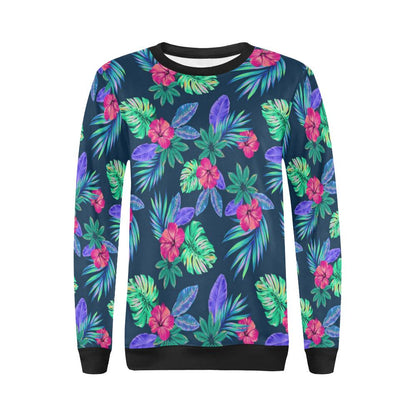 Tropical Flower Pattern Print Design TF09 Women Long Sleeve Sweatshirt-JorJune