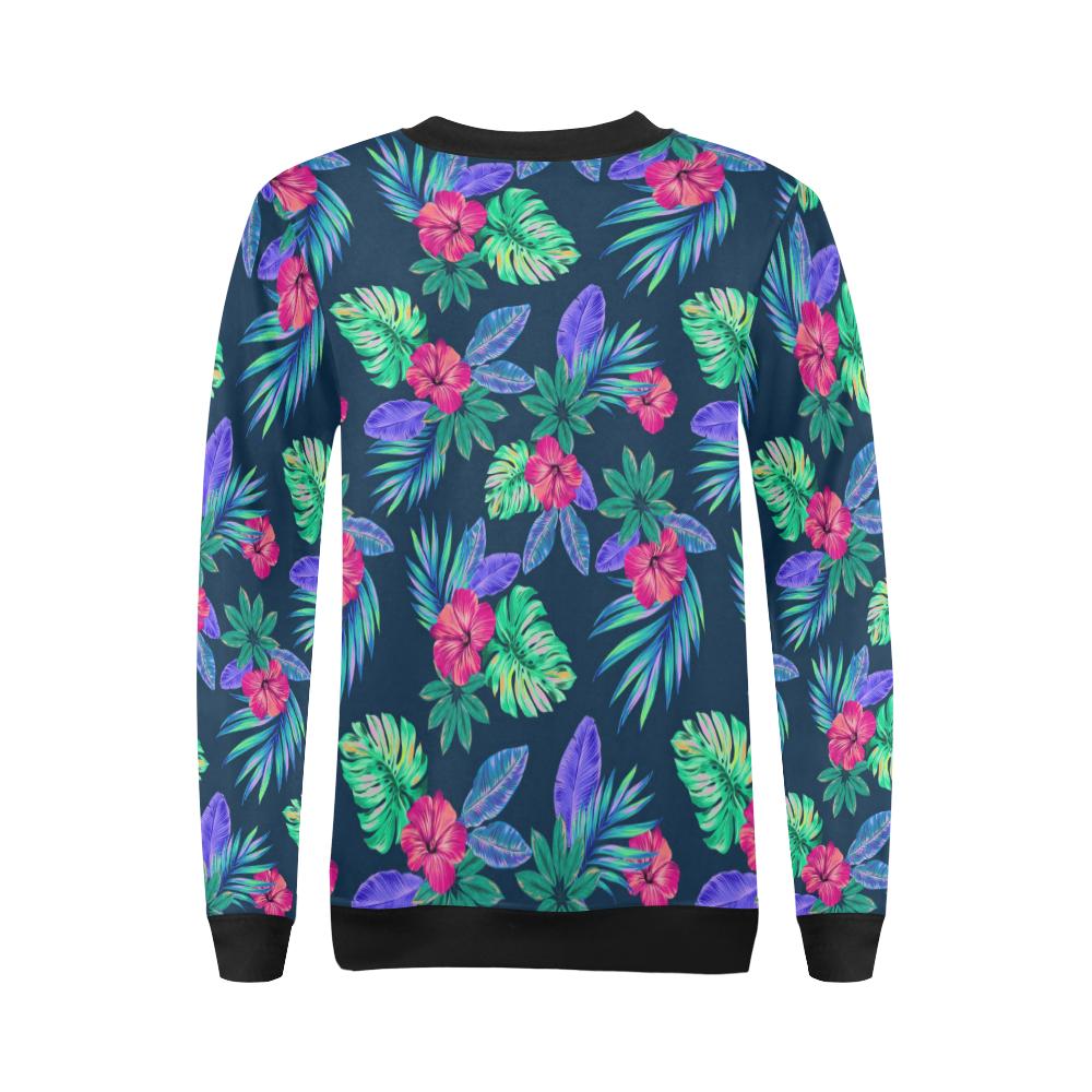 Tropical Flower Pattern Print Design TF09 Women Long Sleeve Sweatshirt-JorJune