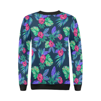 Tropical Flower Pattern Print Design TF09 Women Long Sleeve Sweatshirt-JorJune