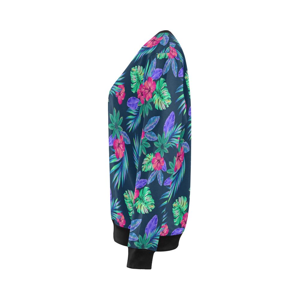 Tropical Flower Pattern Print Design TF09 Women Long Sleeve Sweatshirt-JorJune
