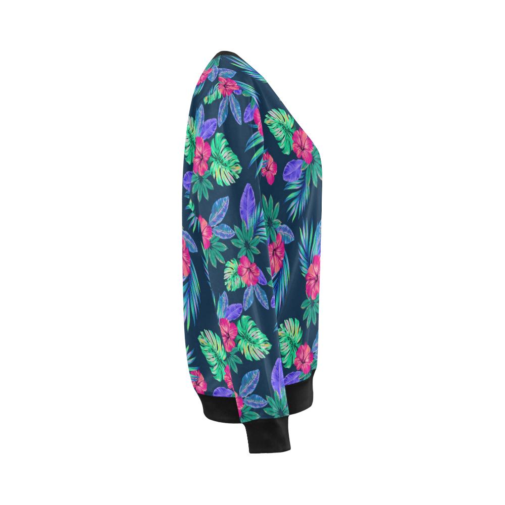 Tropical Flower Pattern Print Design TF09 Women Long Sleeve Sweatshirt-JorJune