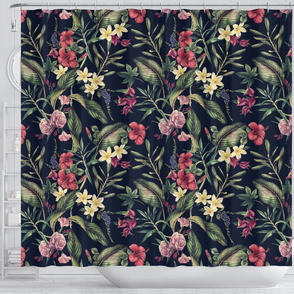 Tropical Flower Pattern Shower Curtain