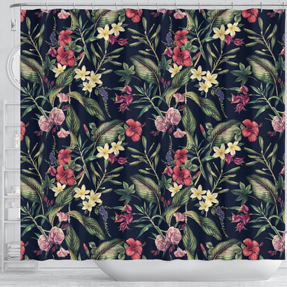 Tropical Flower Pattern Shower Curtain