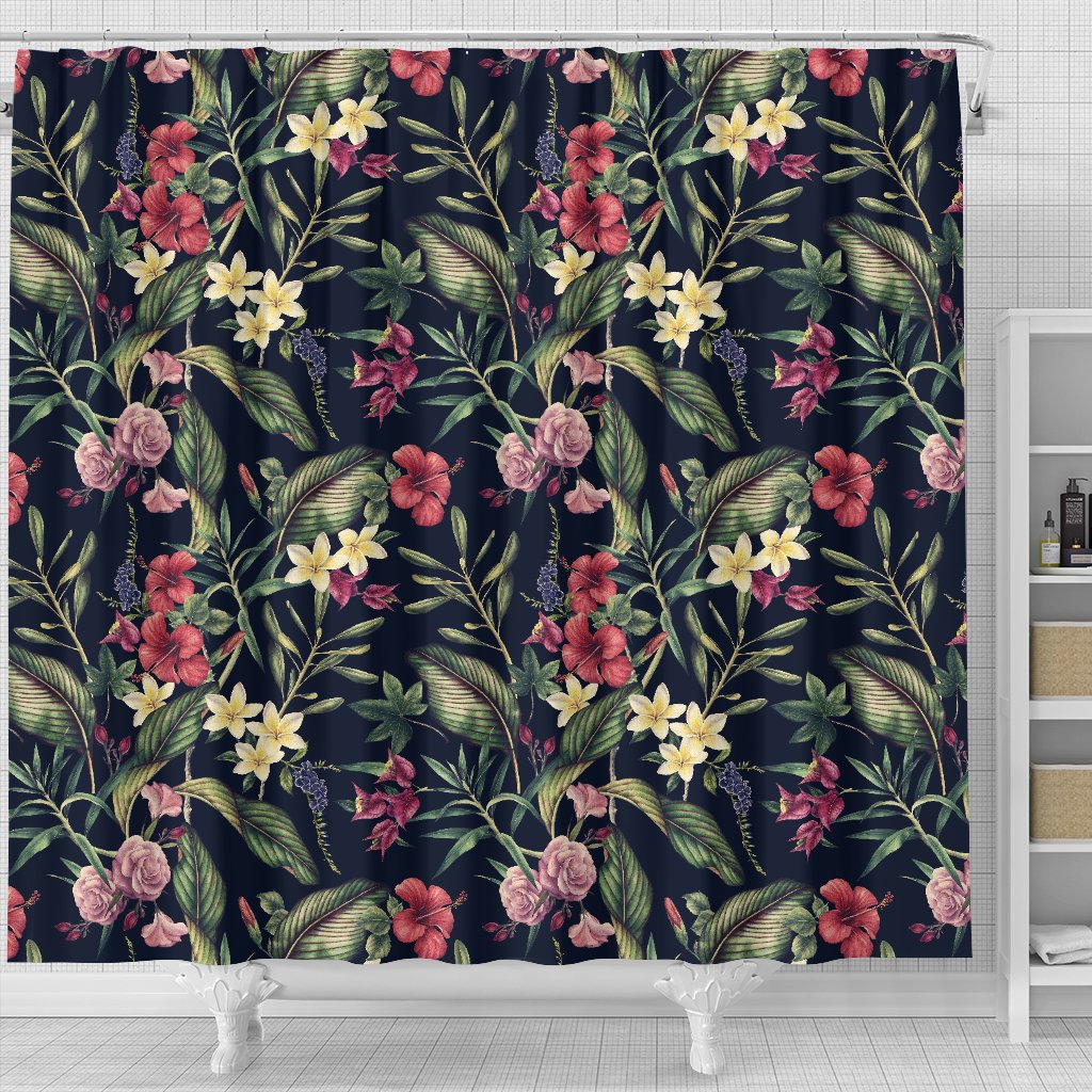 Tropical Flower Pattern Shower Curtain