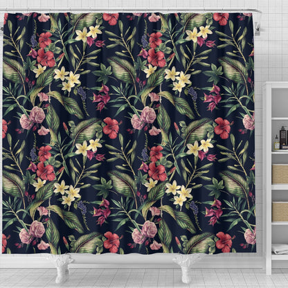 Tropical Flower Pattern Shower Curtain