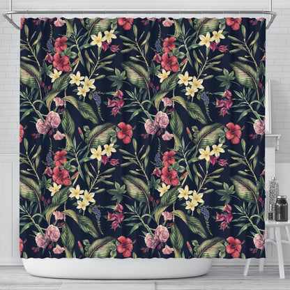 Tropical Flower Pattern Shower Curtain