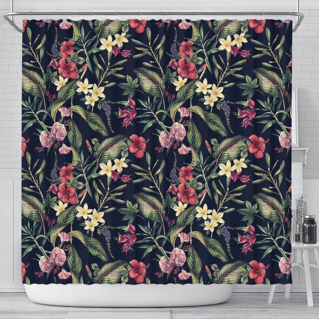 Tropical Flower Pattern Shower Curtain