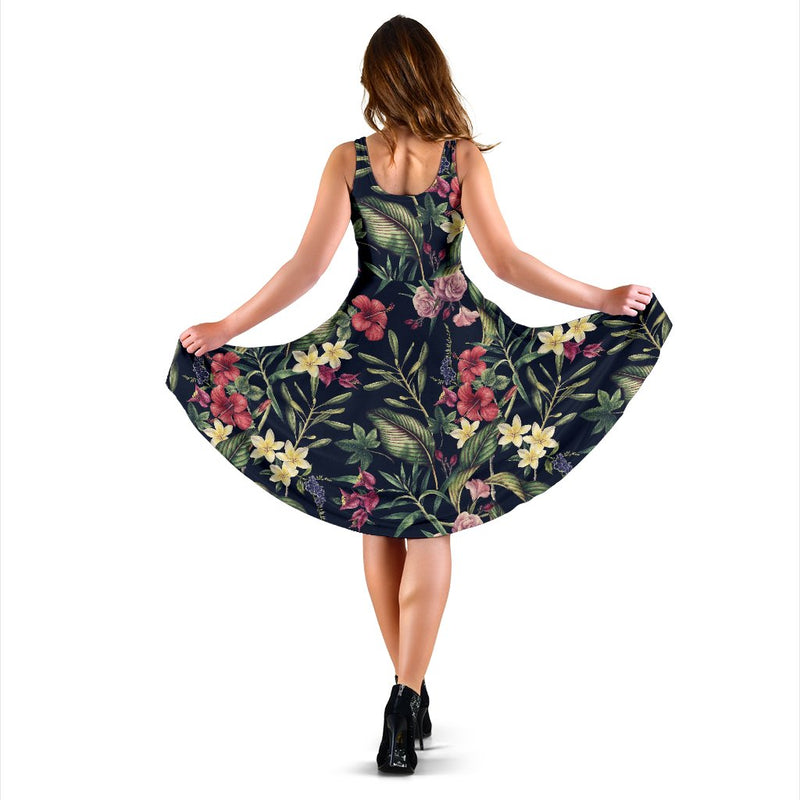 Tropical Flower Pattern Sleeveless Mini Dress