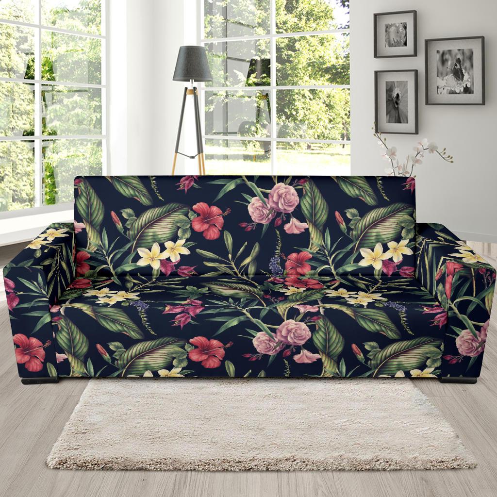 Tropical Flower Pattern Sofa Slipcover-JORJUNE.COM