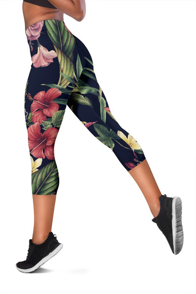 Tropical Flower Pattern Women Capris