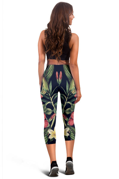 Tropical Flower Pattern Women Capris