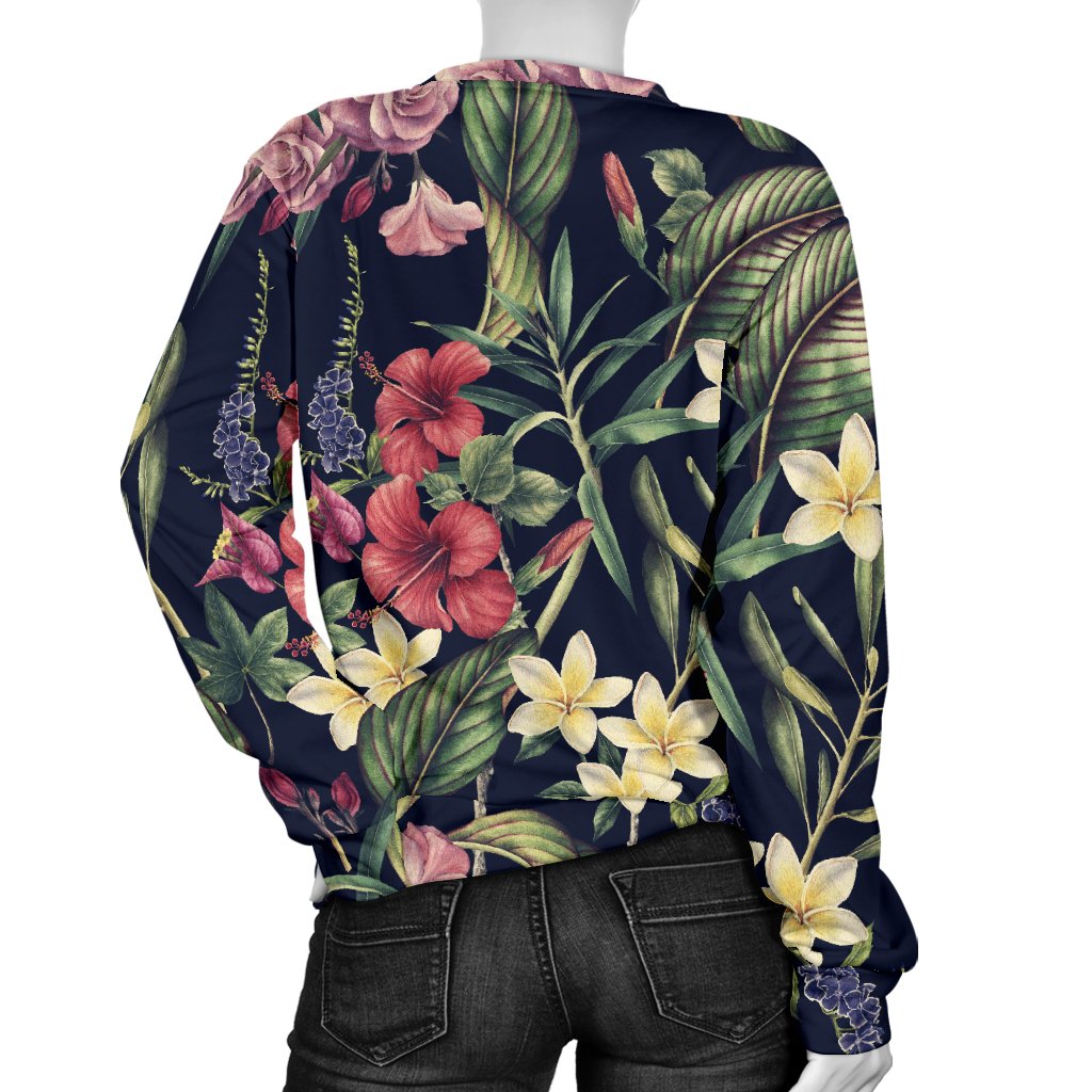 Tropical Flower Pattern Women Crewneck Sweatshirt